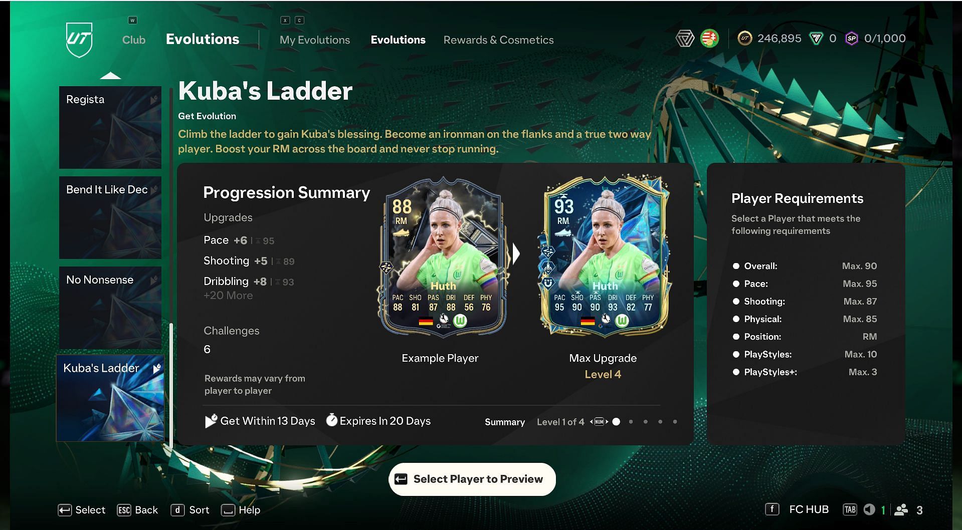 Basic requirements for the EVO (Image via EA Sports)